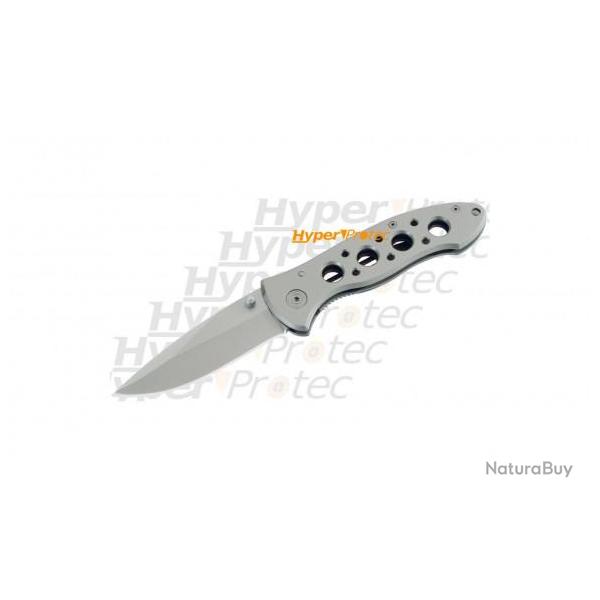 Couteau pliant gris avec thumbstud et lame lisse