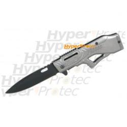 Couteau carabine fusil gris &agrave; ouverture assist&eacute;e