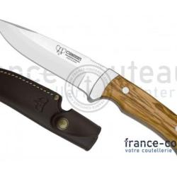 Poignard de chasse Cudeman manche olivier et &eacute;tui en cuir