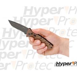 Couteau automatique Strike Coyote avec une lame mixte tanto