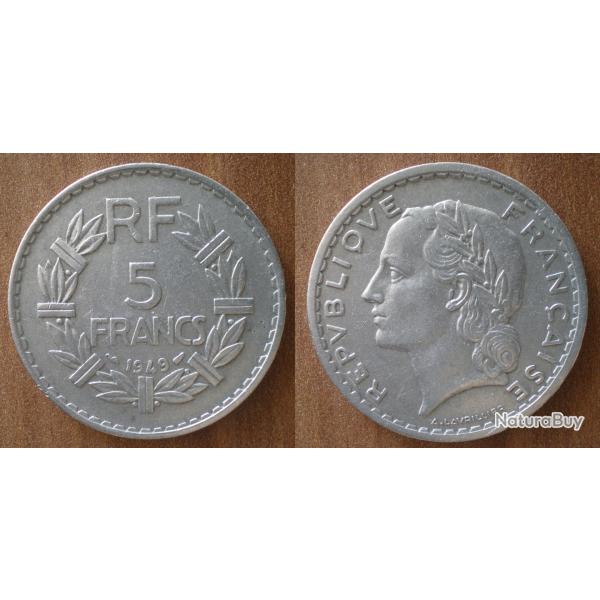 France 5 Francs 1949 Lavriller Piece Franc Aluminium