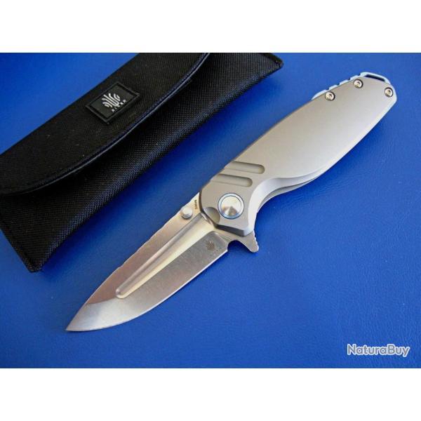 Couteau Kizer Ti'an Titanium Lame Acier S35VN Drop Point Manche Titane IKBS Frame Lock Clip KI3624A1
