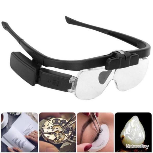 Lunette Loupe avec LED pour Electronique Lecture Sculpture Horlogerie Bijouterie