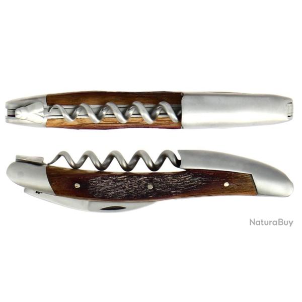 Couteau Sommelier en Ch�ne de barrique abeille soud�e, lame inoxydable