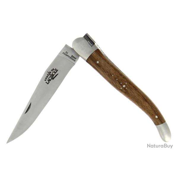 Couteau Pliant 1 pi�ce 12 cm en Noyer 2 mitres Inox, abeille forg�e, lame T12, finition satin�e