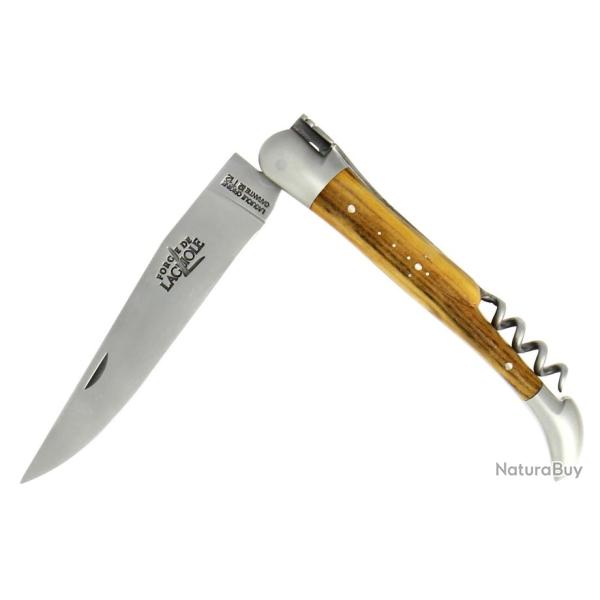 Couteau Pliant 2 pi�ces lame et Tire Bouchon 12 cm en Ch�ne fossilis� coeur