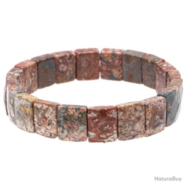 Bracelet perles carr�es facett�es en jaspe peau de l�opard