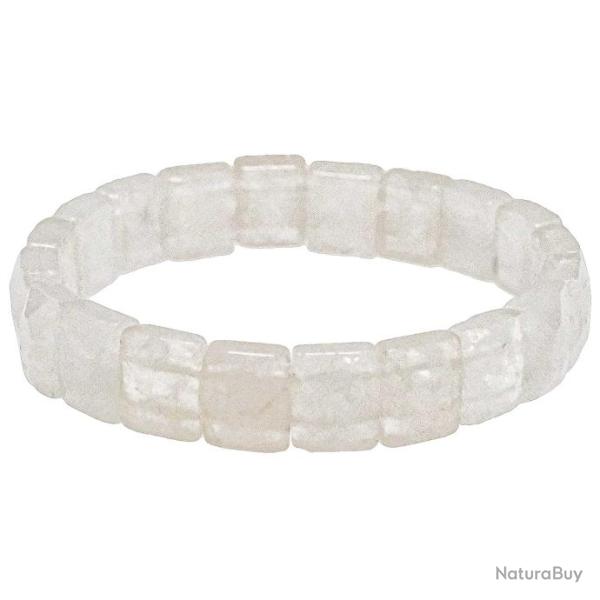 Bracelet perles carres facettes en cristal de roche
