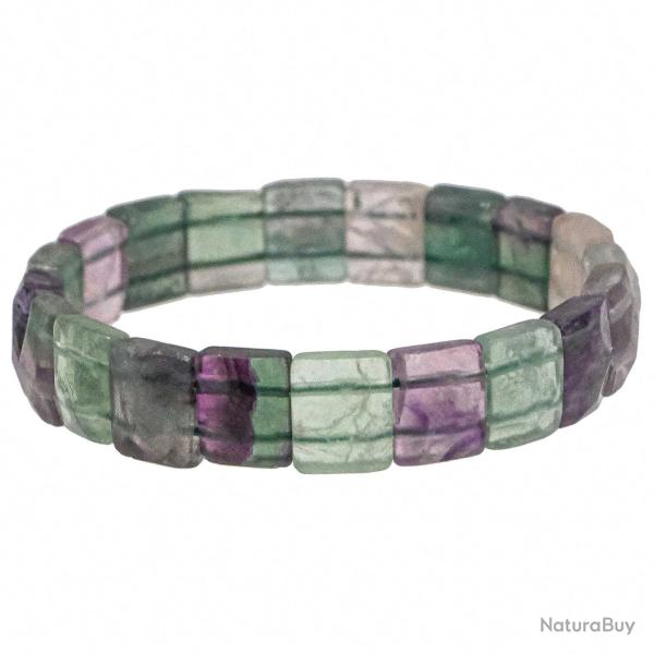 Bracelet perles carr�es facett�es en fluorite multicolore