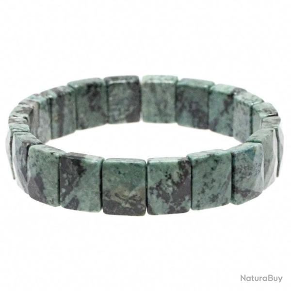 Bracelet perles carres facettes en onyx vert