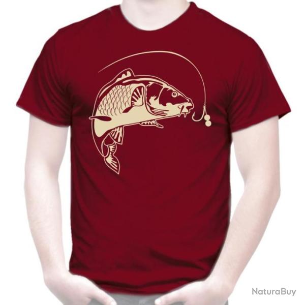 T-SHIRT CARPISTE - P�che sportive de la carpe Miroir, Cuir ou commune Bivouac Hame�ons Bouillettes