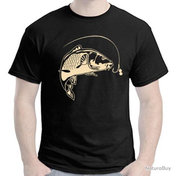 T-SHIRT - CARPISTE - P�che sportive Carpe Miroir Cuir Commune Bivouac de nuit Bouillettes Hame�ons