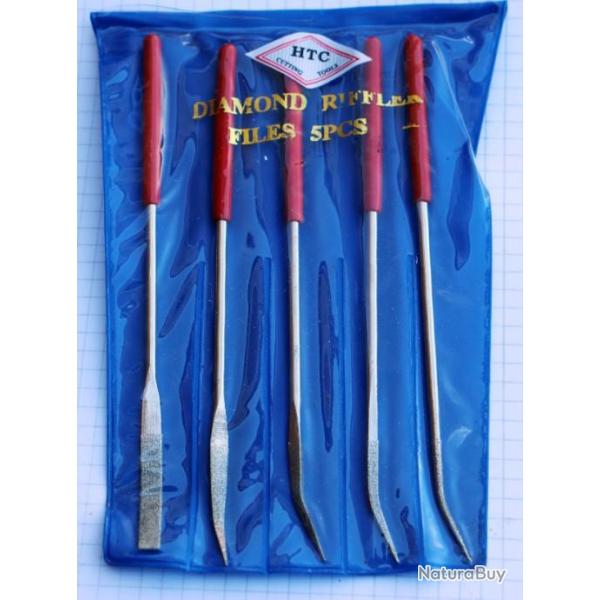 jeu de 5 limes diamant courbes