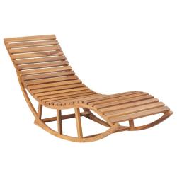 Transat chaise longue bain de soleil lit de jardin terrasse meuble d'ext&eacute;rieur &agrave; bascule bois de te