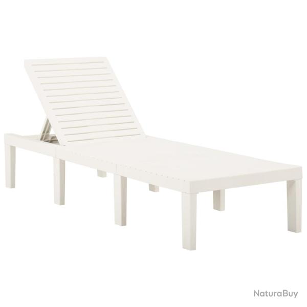 Transat chaise longue bain de soleil lit de jardin terrasse meuble d'ext�rieur plastique blanc 02_0