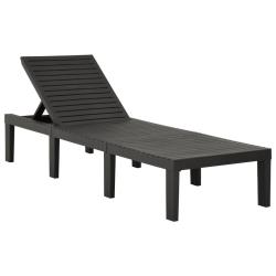 Transat chaise longue bain de soleil lit de jardin terrasse meuble d'ext&eacute;rieur plastique anthracite