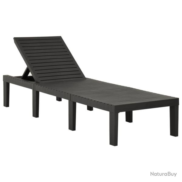 Transat chaise longue bain de soleil lit de jardin terrasse meuble d'ext�rieur plastique anthracite