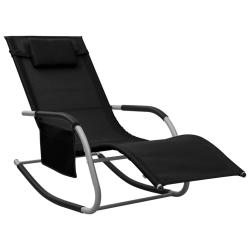 Transat chaise longue bain de soleil lit de jardin terrasse meuble d'ext&eacute;rieur textil&egrave;ne noir et gr