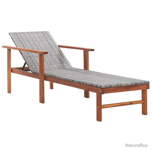 Transat chaise longue bain de soleil lit de jardin terrasse meuble d'ext�rieur r�sine tress�e et bo