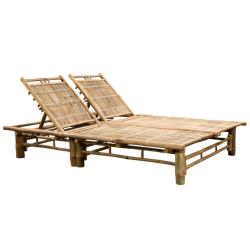 Transat chaise longue bain de soleil lit de jardin terrasse meuble d'ext&eacute;rieur pour 2 personnes bam