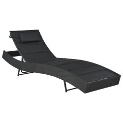 Transat chaise longue bain de soleil lit de jardin terrasse meuble d'ext&eacute;rieur r&eacute;sine tress&eacute;e et te