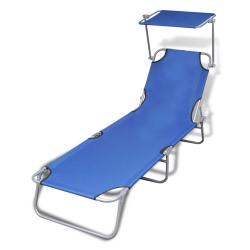 Transat chaise longue bain de soleil lit de jardin terrasse meuble d'ext&eacute;rieur pliable avec auvent
