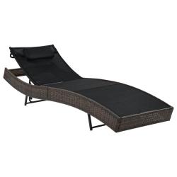 Transat chaise longue bain de soleil lit de jardin terrasse meuble d'ext&eacute;rieur avec oreiller r&eacute;sine