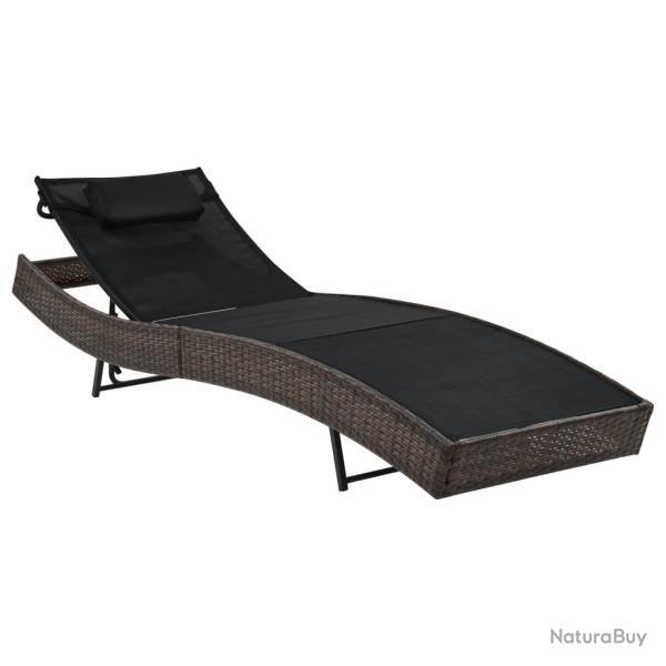 Transat chaise longue bain de soleil lit de jardin terrasse meuble d'ext�rieur avec oreiller r�sine