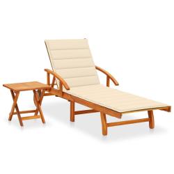 Transat chaise longue bain de soleil lit de jardin terrasse meuble d'ext&eacute;rieur avec table et coussi