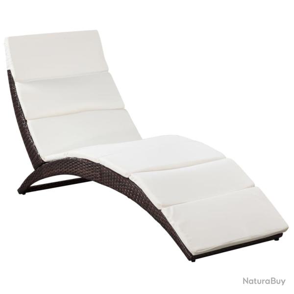 Transat chaise longue bain de soleil lit de jardin terrasse meuble d'ext�rieur pliable avec coussin