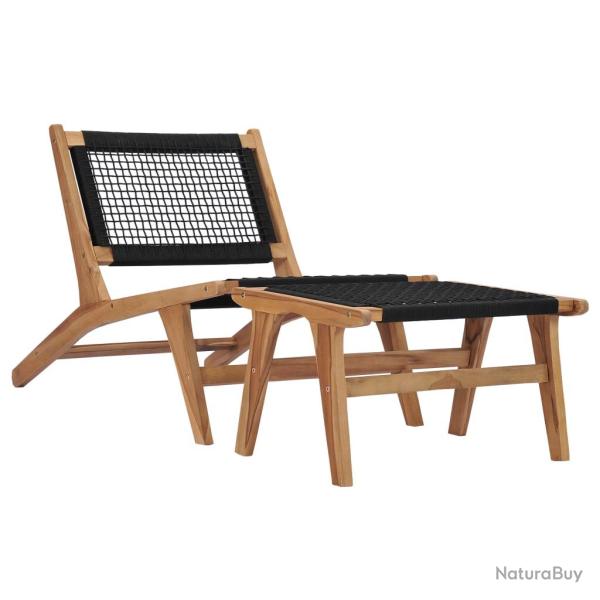 Transat chaise longue bain de soleil lit de jardin terrasse meuble d'ext�rieur avec repose-pied boi