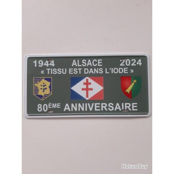 PLAQUE COMMEMORATIVE SPECIAL 80 EME ANNIVERSAIRE DE LA LIB�RATION DE L'ALSACE"TISSU EST DANS L'IODE"