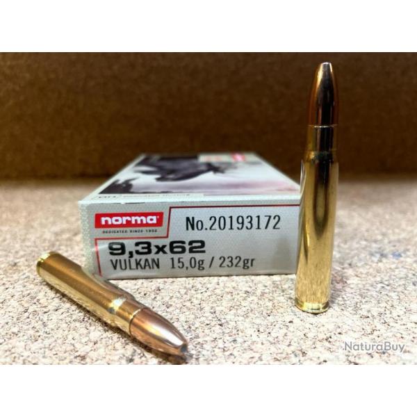 1 BOITE  DE MUNITIONS NORMA  9.3X 62 VULKAN 15GR