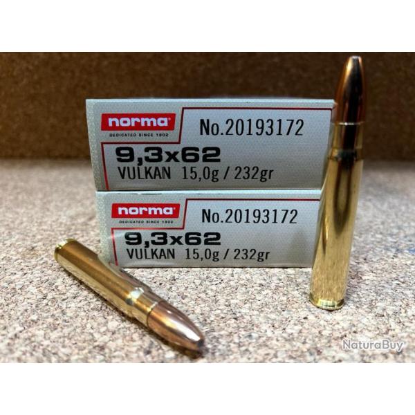 2 BOITEs DE MUNITIONS NORMA  9.3X 62 VULKAN 15GR