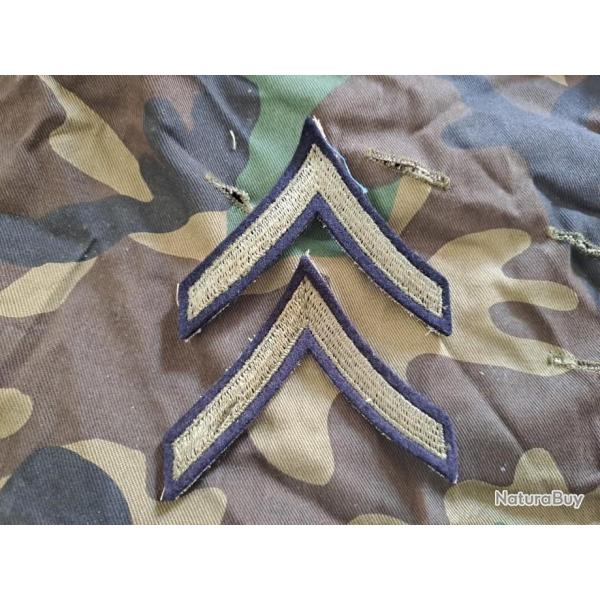100% ORIGINAL X2 GALONS CHEVRONS troupe US ARMY Mle 1942 WW2 PRIVATE FIRST CLASS OD7 militaria