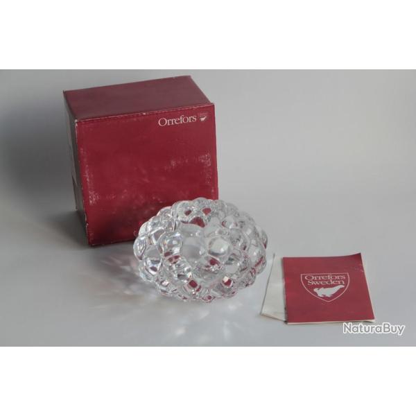 ORREFORS Sweden Bougeoir framboise cristal Anne Nilsson Su�de