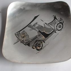 IKORA Assiette Dinanderie Automobile WMF 1950