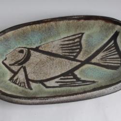 Marcel NOVERRAZ Plat céramique Poisson Carouge Suisse