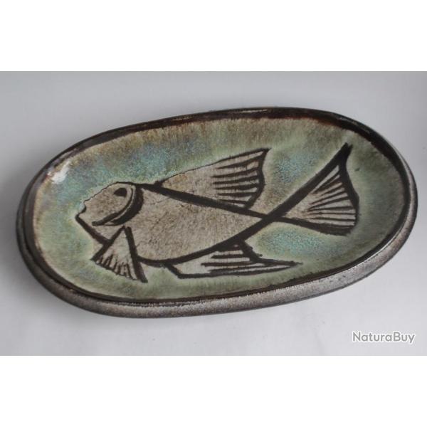 Marcel NOVERRAZ Plat c�ramique Poisson Carouge Suisse