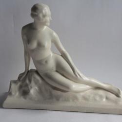Femme nue céramique craquelée Art déco