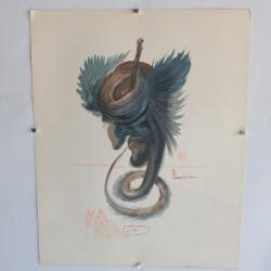 SALVADOR DALI Lithographie La divine comédie Le chérubin noir