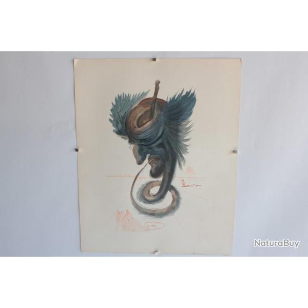 SALVADOR DALI Lithographie La divine comdie Le chrubin noir