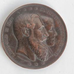 M&eacute;daille L&eacute;opold II Roi Marie Henriette Reine 1878 Belgique