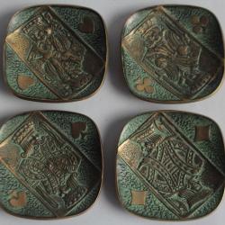 Quatre Coupelles bronze Max Le Verrier Rois Cartes à jouer