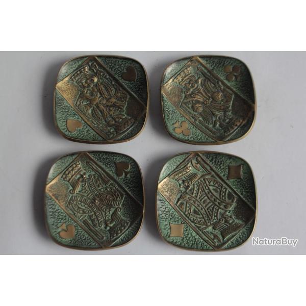 Quatre Coupelles bronze Max Le Verrier Rois Cartes � jouer