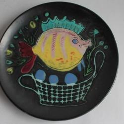 Assiette céramique Marie-José Francis Cerenne Vallauris Poisson