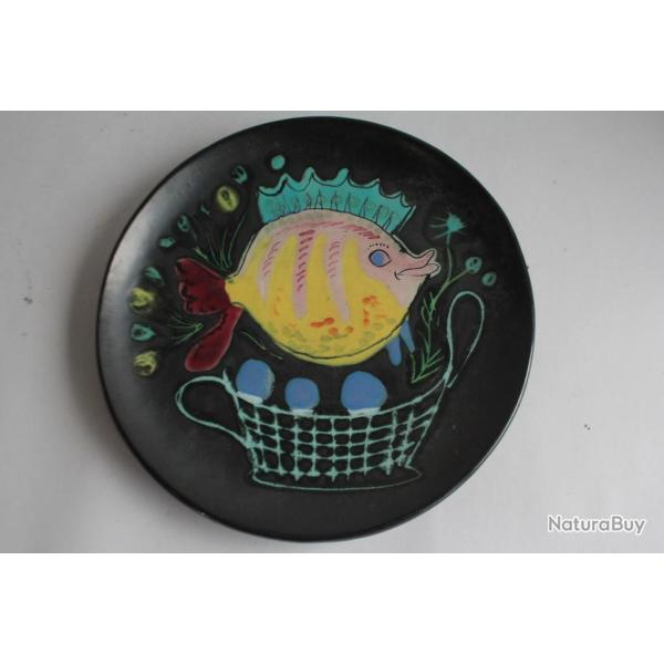 Assiette c�ramique Marie-Jos� Francis Cerenne Vallauris Poisson