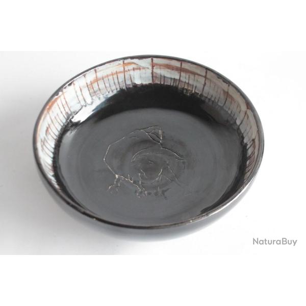 Plat c�ramique Claude VAYSSIER Cerenne Vallauris Taureau
