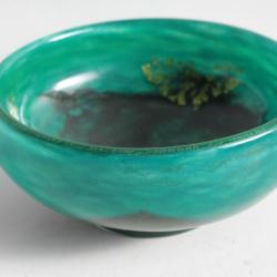 DAUM NANCY Coupe verre marmoréen feuilles d'or