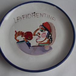 Giovanni DE SIMONE Plat céramique La Fiorentina Italie 1970